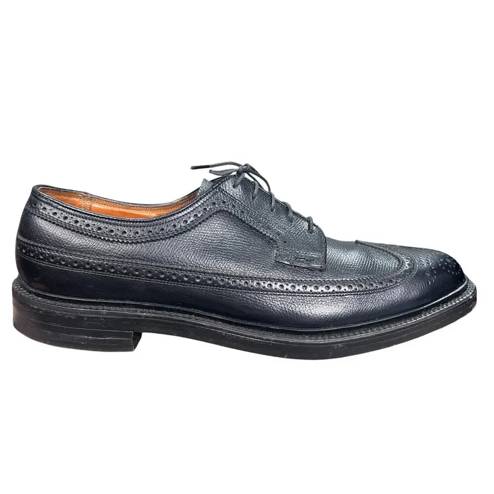 Vintage Florsheim Imperial Kenmoor Black Narrow Wingtip Brogues Size 8.5 B